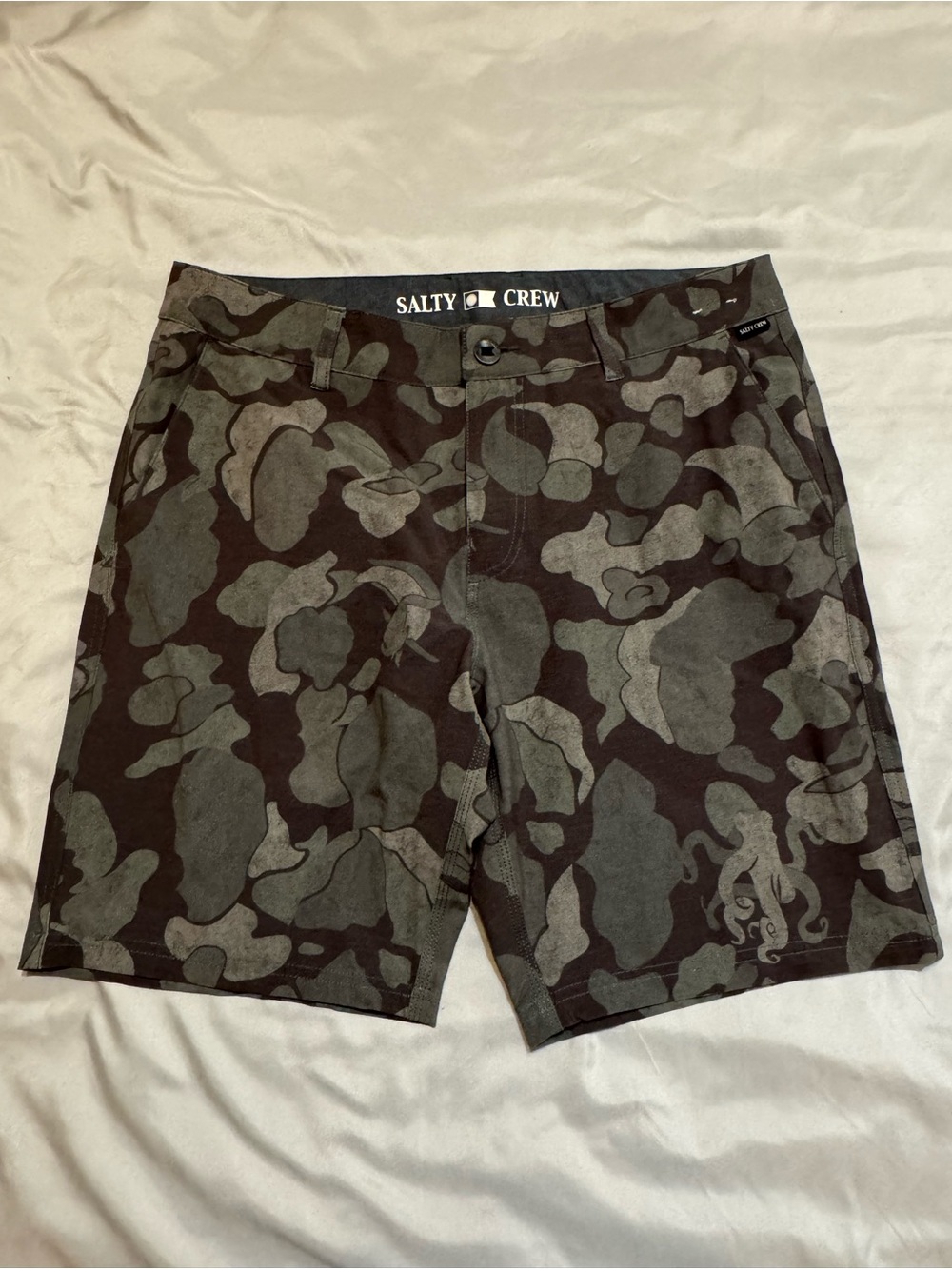 Salty Crew Drifter Hybrid Walk Shorts Board Camo Octopus Stretch 9" Mens 34